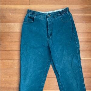 Vintage Lee High Waisted Mom Jeans Green/Blue Denim